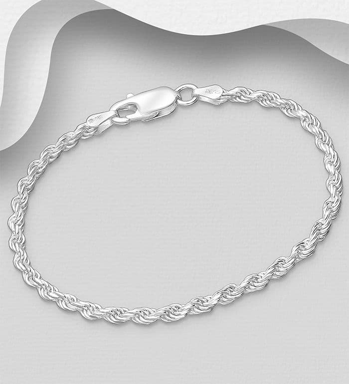 925 Sterling Silver Rope Bracelet 2.7mm | Made in Italy | The