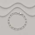 Shiny & Textured Oblong Link Bracelet | 925 Sterling Silver