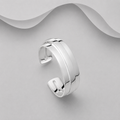 Exclusive Solid 925 Sterling Silver Polished Cuff Bangle with Raised Canter Section