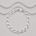 925 Solid Sterling Silver Flat Oblong Links Bracelet | 6mm | Chamfered Corners | 8 Inch