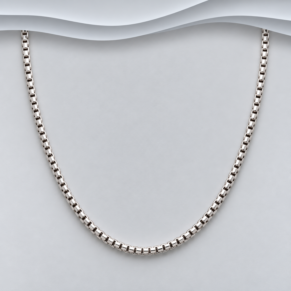 Handcrafted 925 Sterling Silver Box Link Necklace, 18 Inch