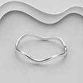 Solid 925 Sterling Silver Wavy Bangle with Safety Catch