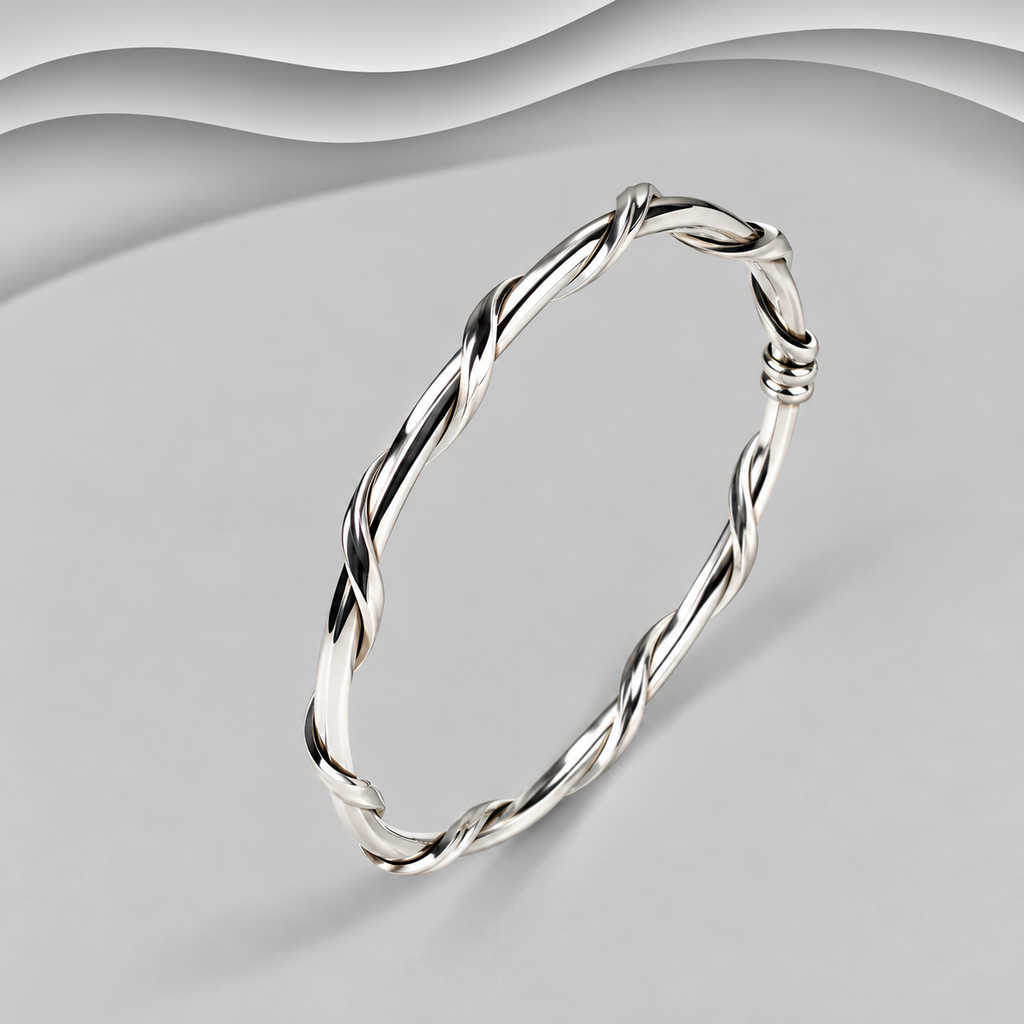 Distinctive, Beautifully Hand Crafted And Made From Solid 925 Sterling Silver — A classic Bangle With A Stylish Twist.