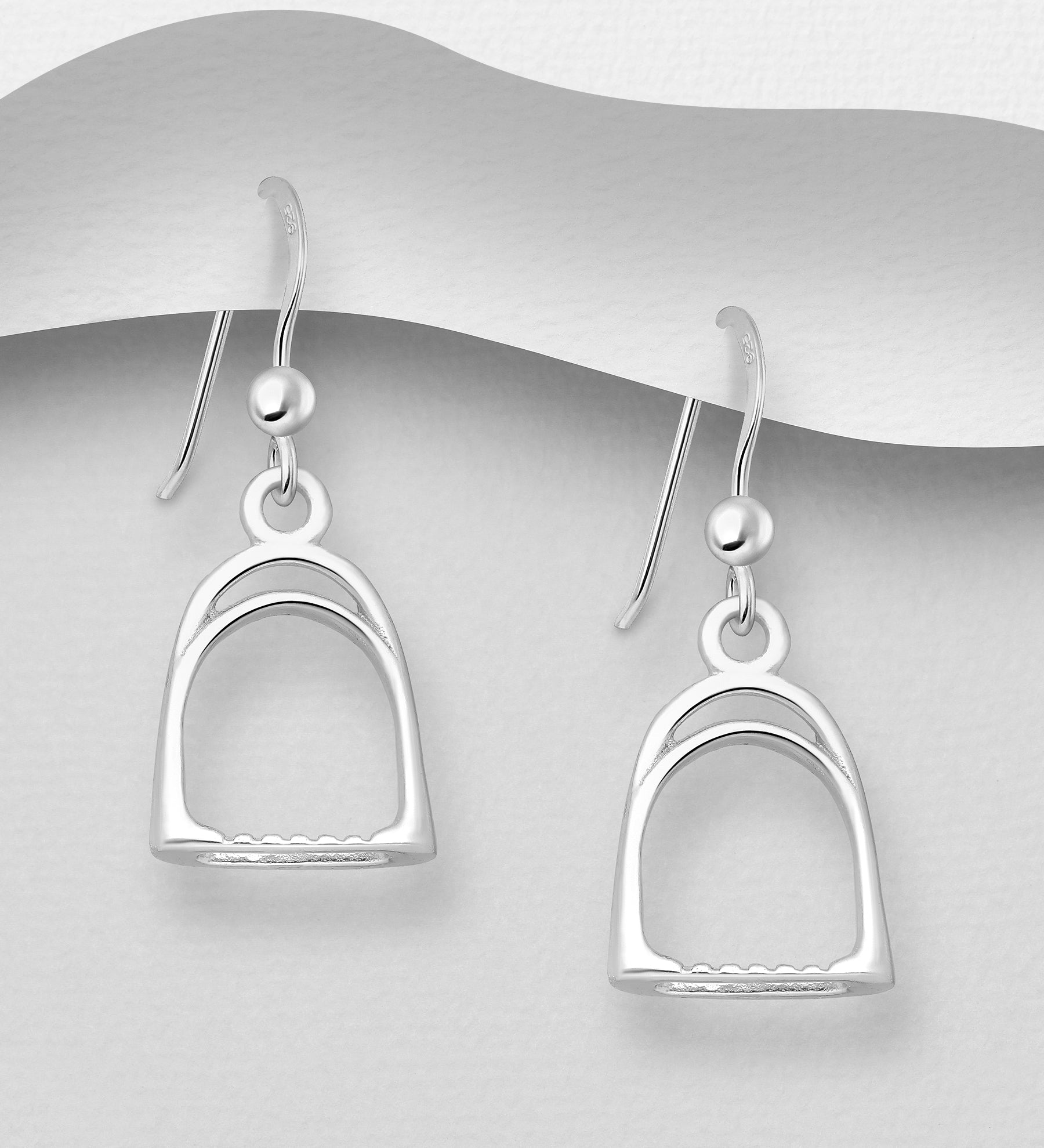 925 Sterling Silver Handcrafted Large Stirrup Hook Drop Earrings