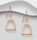 925 Sterling Silver Stirrup Hook Drop Earrings — 18K Rose Gold Plated