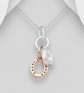 925 Sterling Silver Double Horseshoe Charm Pendant & Chain  — 1 18ct Rose Gold