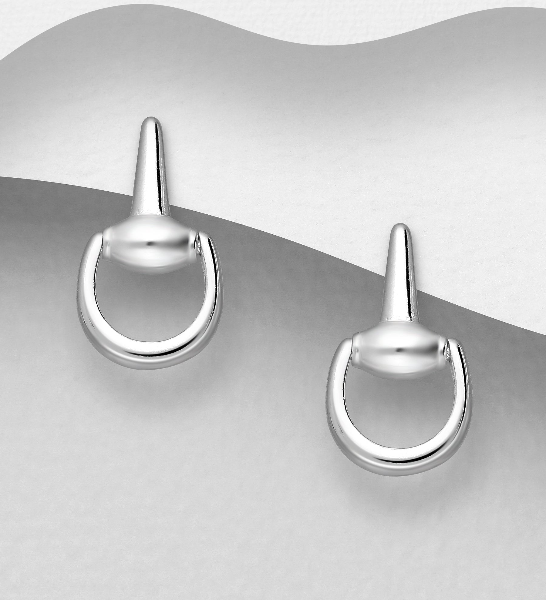 925 Sterling Silver Small Horse Snaffle Stud Earrings