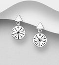 925 Sterling Silver Oxidized Star and Arrow Push-Back Earrings