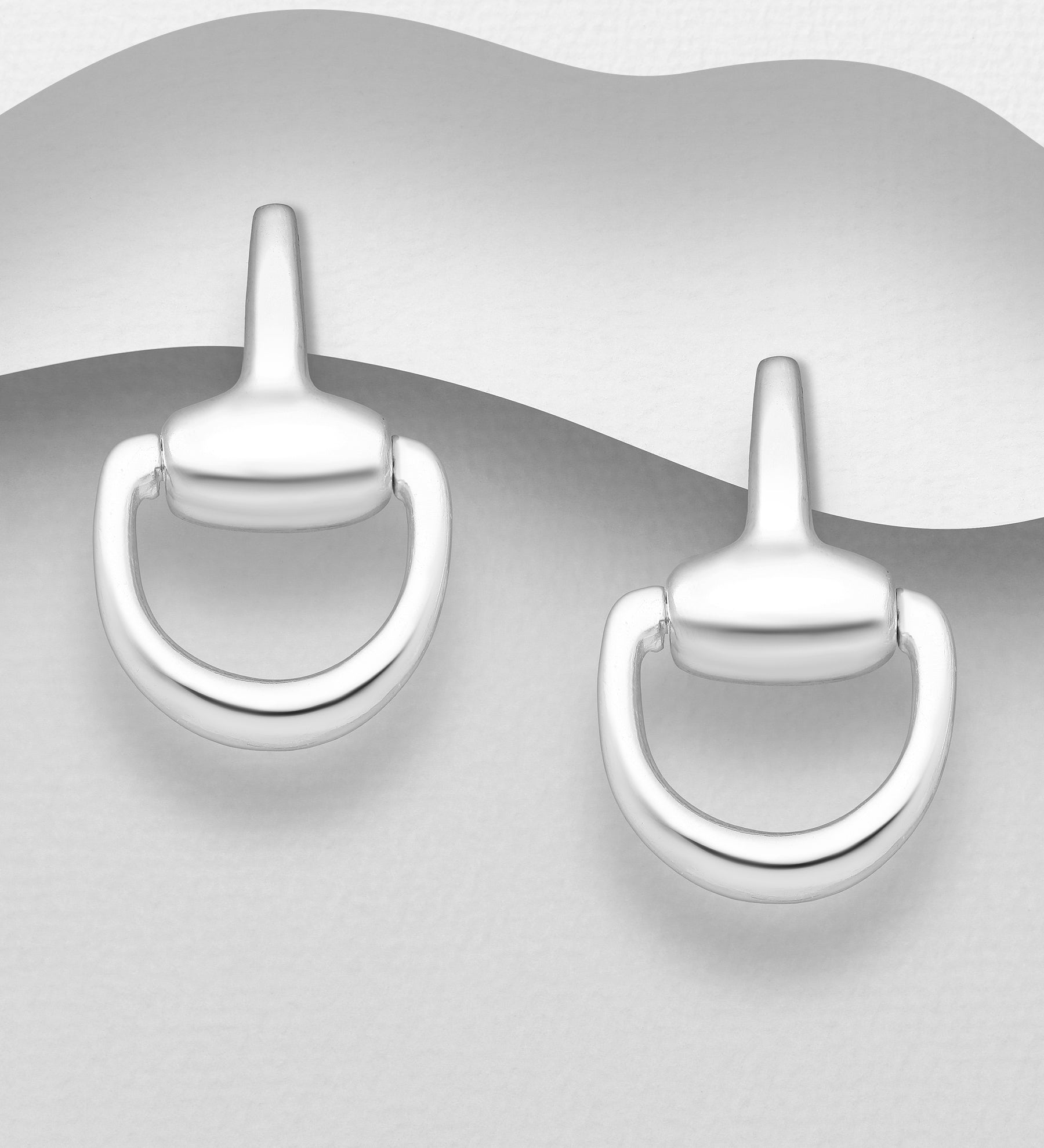 925 Sterling Silver Handcrafted Snaffle Bit Stud Earrings