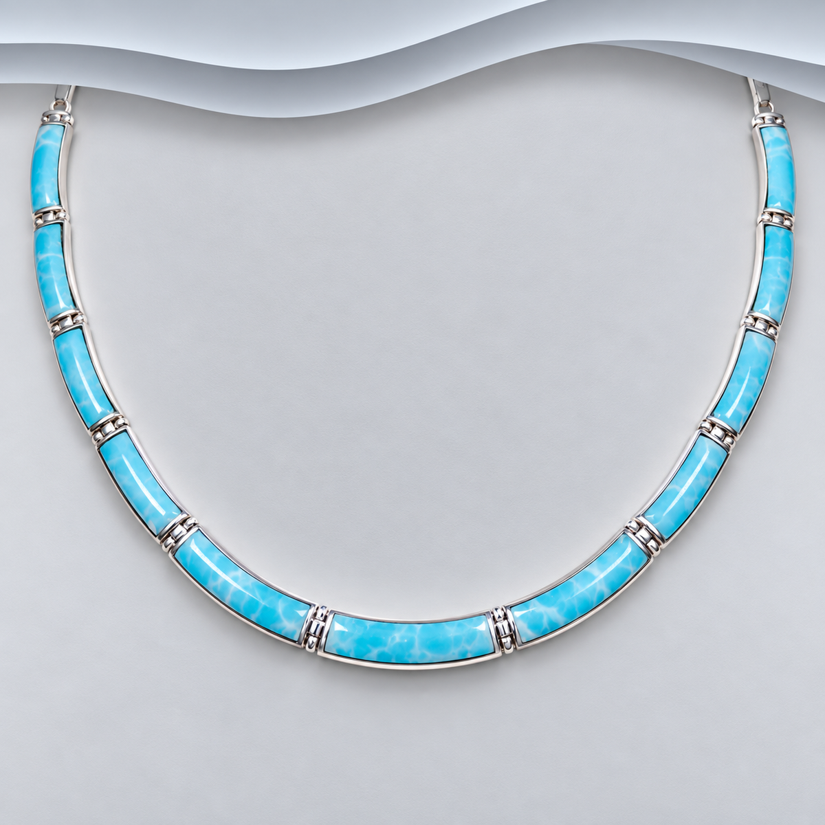 925 Sterling Silver Necklace Decorated With Turquoise Resin – Exclusive