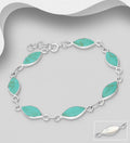 925 Sterling Silver Mother of Pearl & Turquoise Resin Bracelet