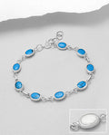 925 Sterling Silver Mother of Pearl & Blue Resin Bracelet