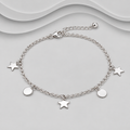 925 Sterling Silver Star & Round Disc Charm Bracelet