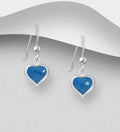 925 Sterling Silver Heart Hook Drop Earrings with Turquoise Resin