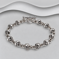 Handcrafted Solid 925 Sterling Silver Skull Bracelet with T-Bar Clasp