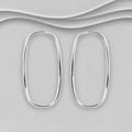 925 Sterling Silver Contemporary Oval Long Hoop Earrings - Exclusive