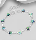 925 Sterling Silver Heart Bracelet with Mother of Pearl or Abalone Shell