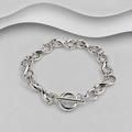 Handcrafted 925 Sterling Silver Infinity Link Bracelet with T-Bar Clasp
