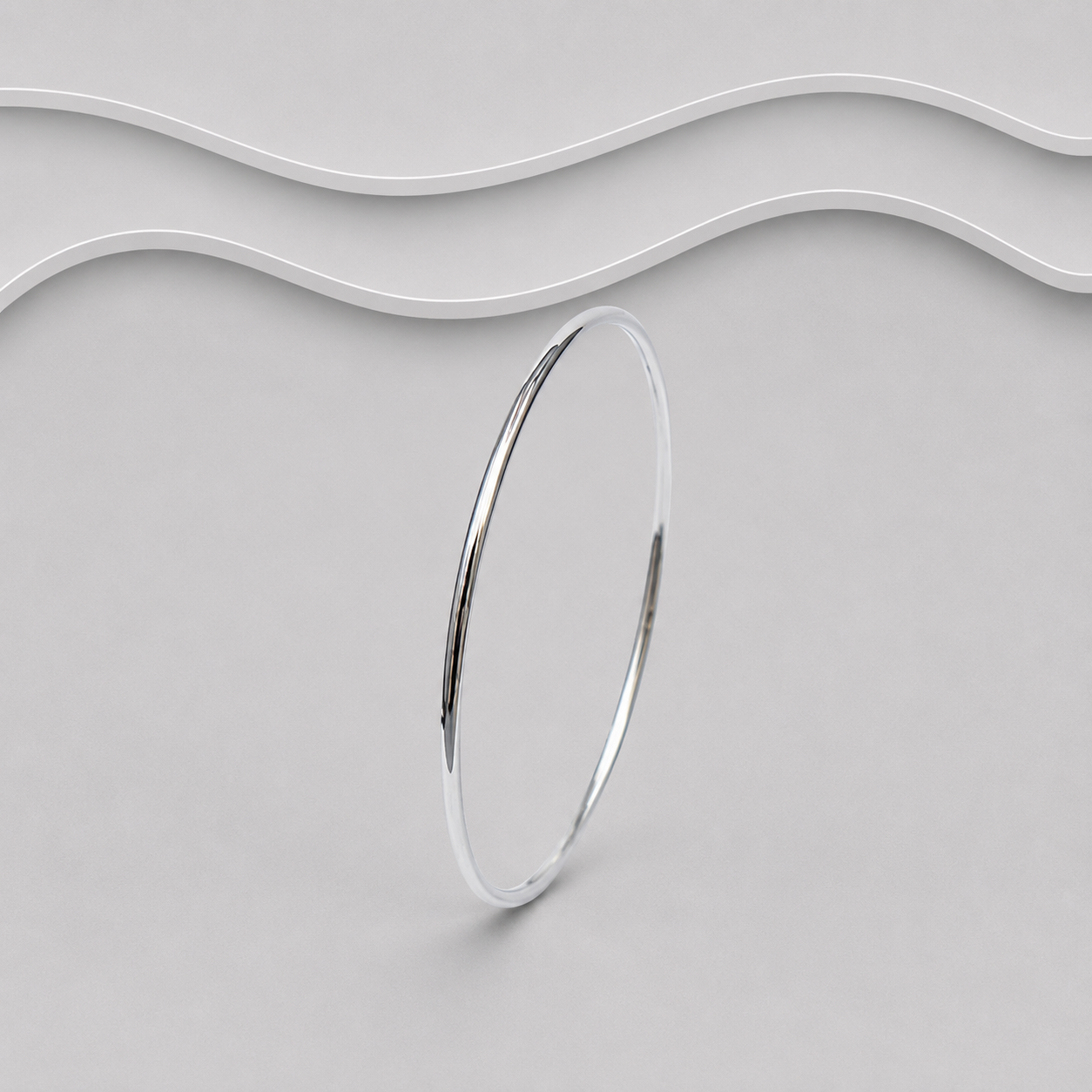 925 Sterling Silver Plain Solid Bangle | 2mm Wide