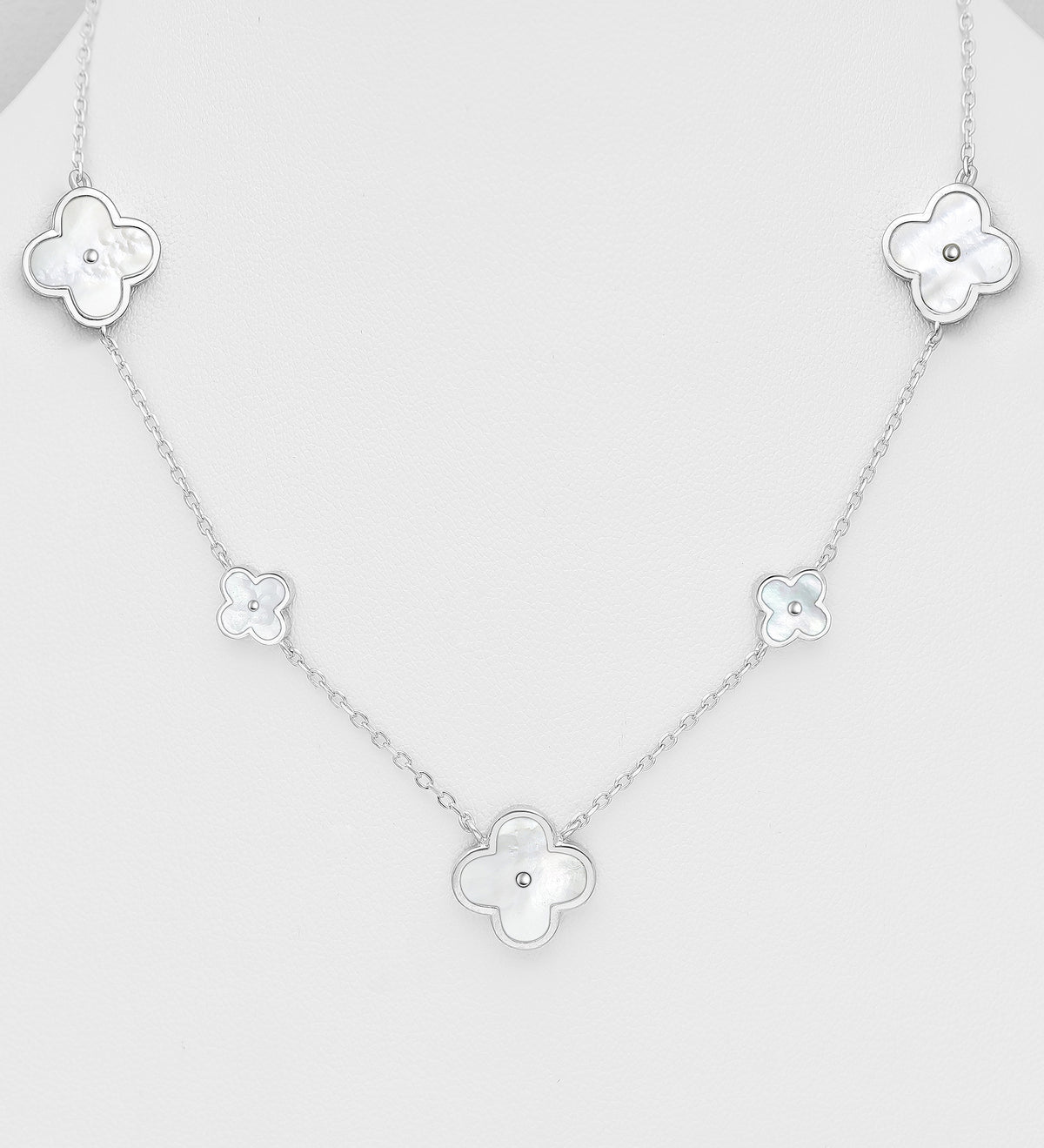 925 Sterling Silver Clover Necklace  Elegant Luck with Pink or White Mother of Pearl Shell