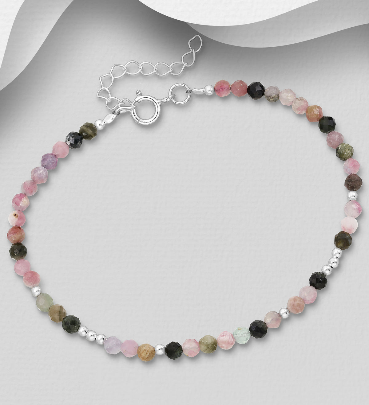 925 Sterling Silver Gemstone Beaded Bracelet