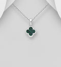 Van Cleef Inspired 925 Sterling Silver Clover Pendant & Chain with Resin Embellishment – Two Colours