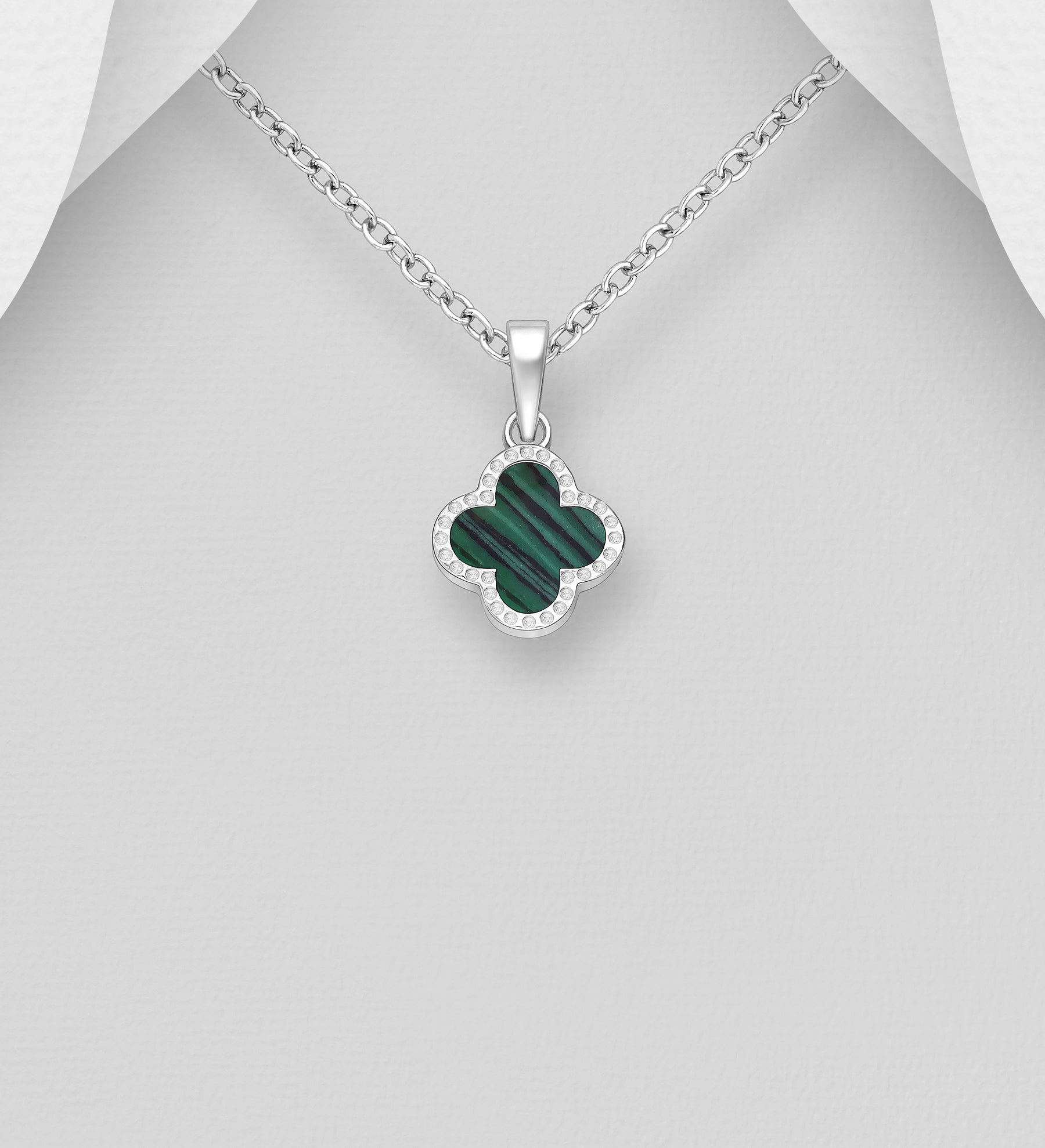 Van Cleef Inspired 925 Sterling Silver Clover Pendant & Chain with Resin Embellishment – Two Colours