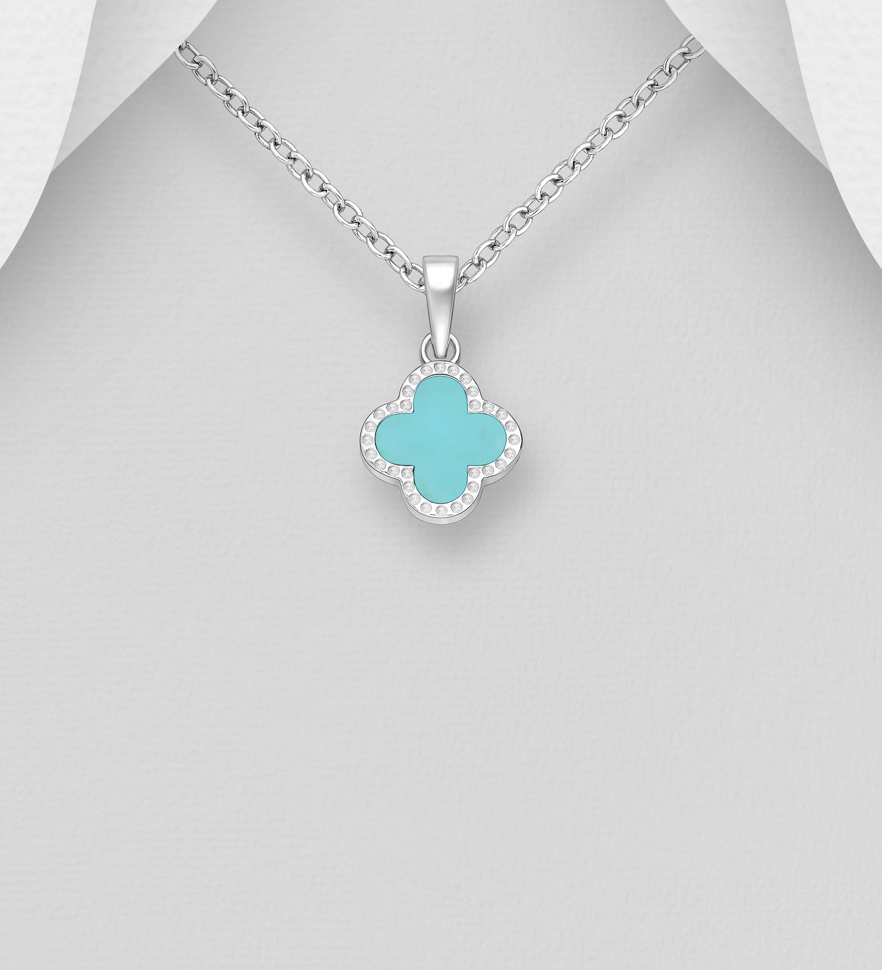 Van Cleef Inspired 925 Sterling Silver Clover Pendant & Chain with Resin Embellishment – Two Colours