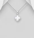 Van Cleef Inspired 925 Sterling Silver Clover Pendant & Chain with Mother of Pearl Shell