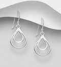 925 Sterling Silver Double Open Work Pear Shape Hook/Drop Earrings