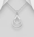 925 Sterling Silver Open Teardrop Pendant & Chain