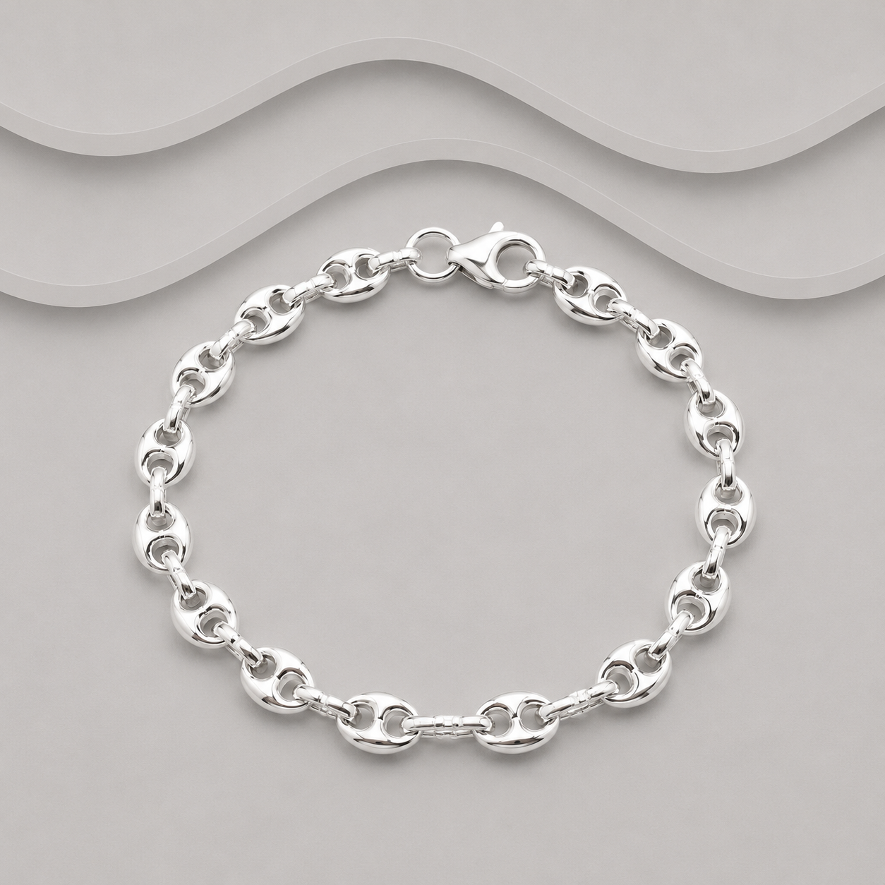 925 Sterling Silver Solid Anchor Link Bracelet | 5mm | 21cm (8")