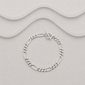 Solid 925 Sterling Silver Figaro Bracelet with T-Bar Clasp