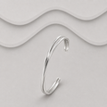 Solid 925 Sterling Silver Tapered Twist Kiss Cuff Bangle - Unisex