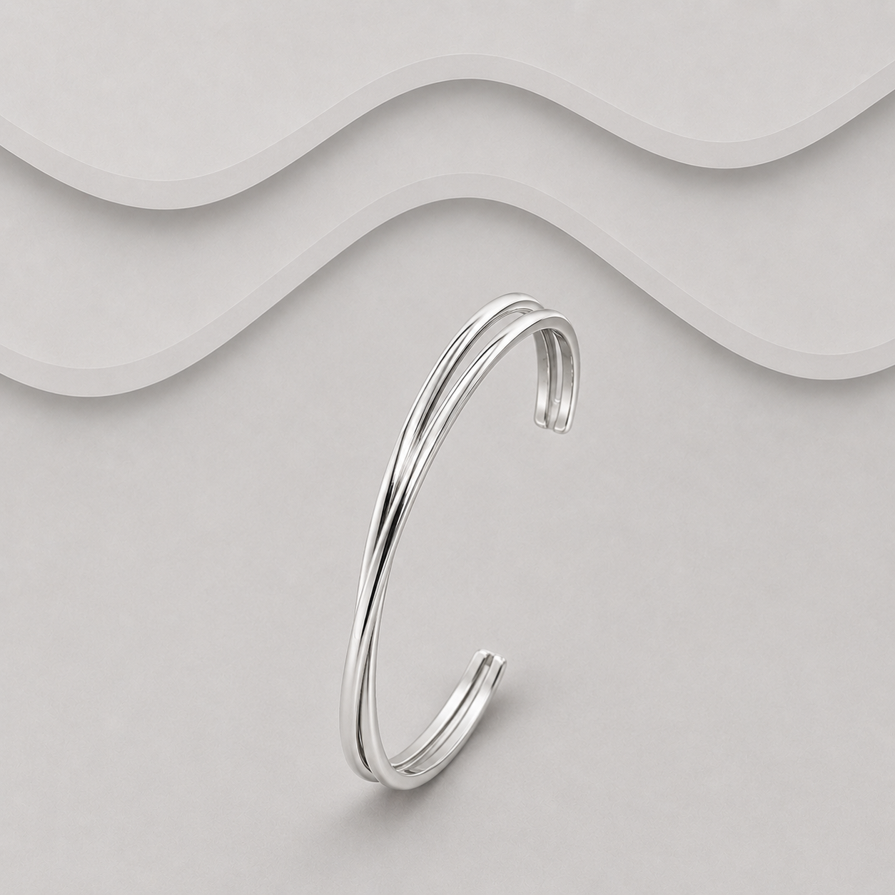 Solid 925 Sterling Silver Tapered Twist Kiss Cuff Bangle - Unisex