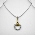 Solid 925 Sterling Silver Two Tone Horse Bite decorated With 18ct Vermeil Pendant & Chain