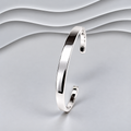Solid 925 Sterling Silver Plain Polished Open Cuff Bangle – Unisex