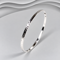 Delicate Shimmer: Handcrafted Solid 925 Sterling Silver Hammered Bangle, 3mm