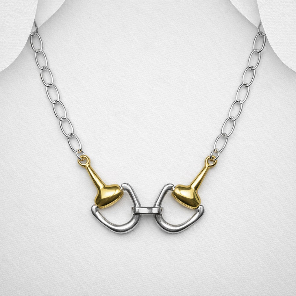 925 Sterling Silver Horse Bit Necklace with 18ct Gold Vermeil – Exclusive Design