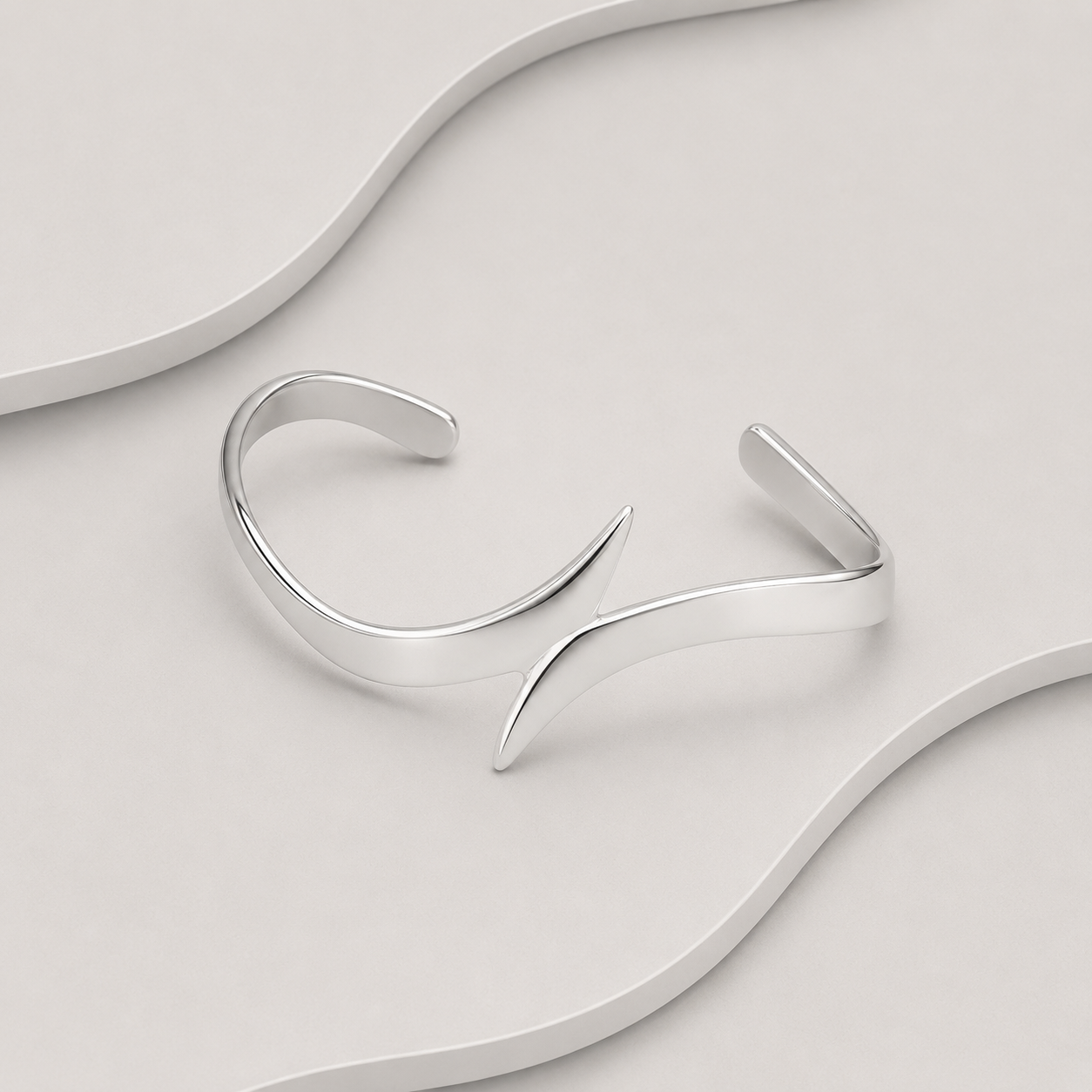 Crossover Artisan Sterling Silver Bangle — Handcrafted Exclusive