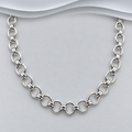 Handmade 925 Sterling Silver Circular Link Necklace with T-Bar Clasp, 18 Inches