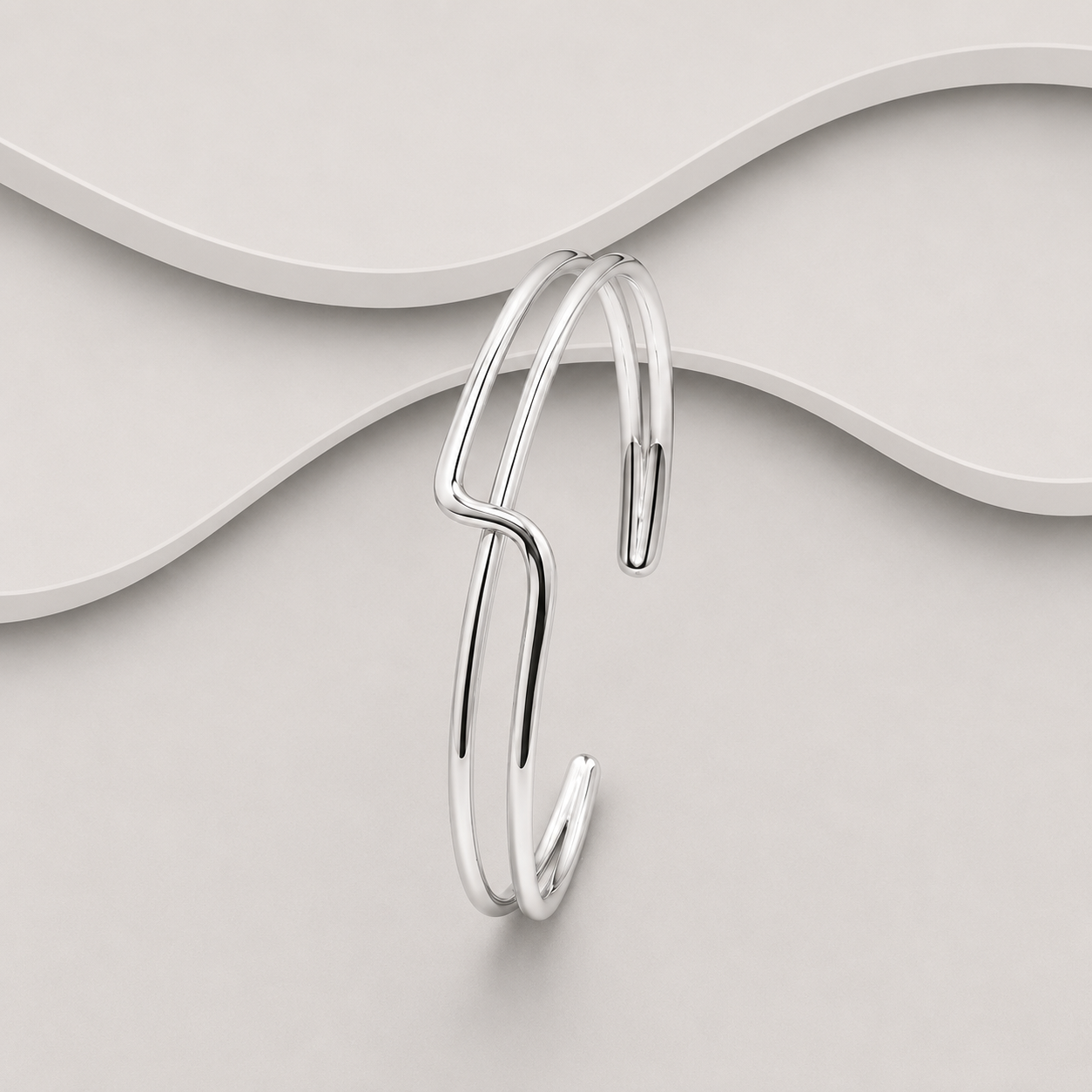 925 Sterling Silver Handcrafted Twist Cuff Bangle – 62mm, 12g