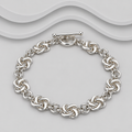 Solid Flat Knot 925 Sterling Silver Handcrafted Bracelet with T-Bar Clasp