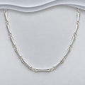 Handcrafted Solid 925 Sterling Silver Oblong Link Necklace, 18–20 Inch