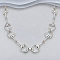 925 Sterling Silver Horse Bit Link Necklace