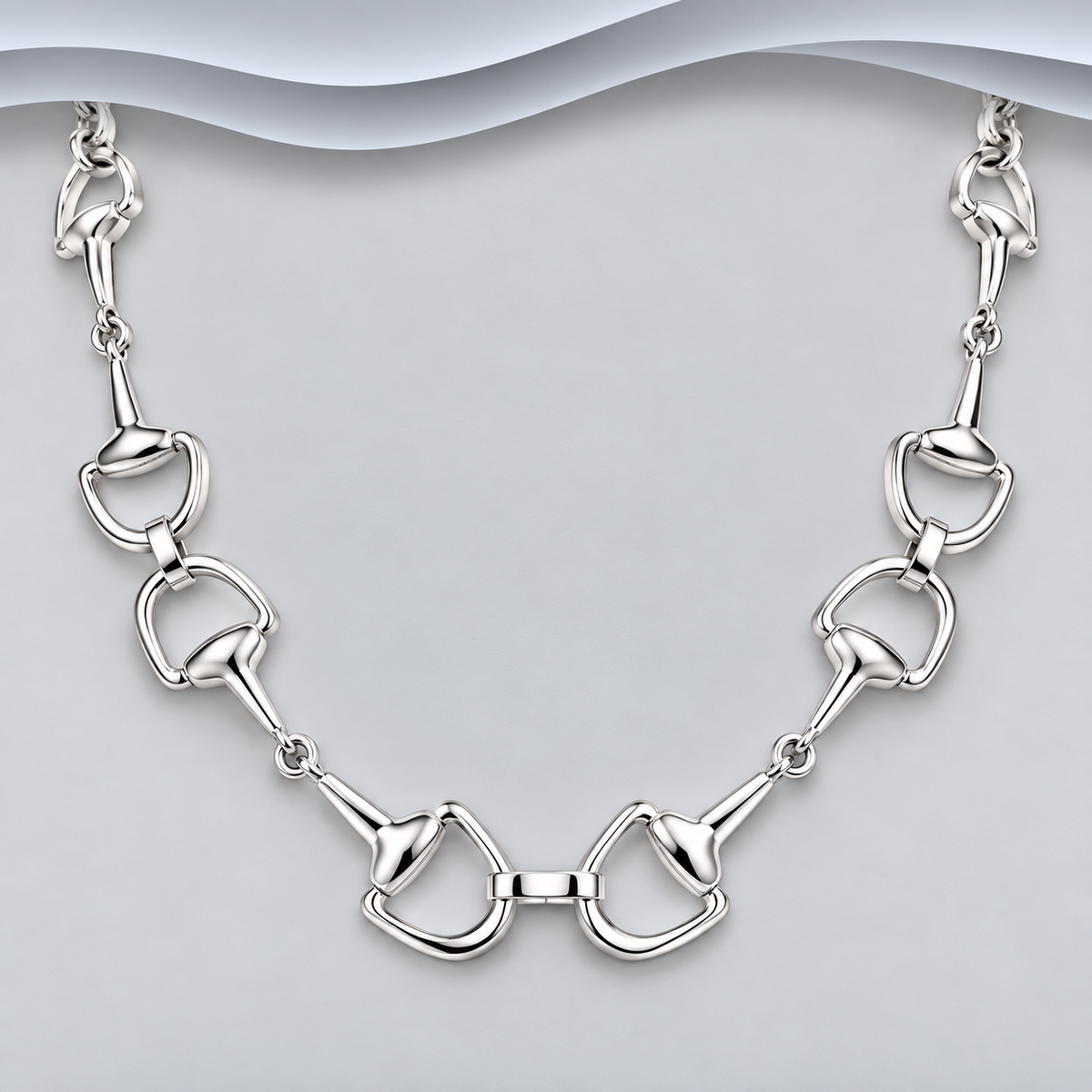 925 Sterling Silver Horse Bit Link Necklace