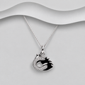 925 Sterling Silver CZ Horseshoe & Horse’s Head Pendant & Chain