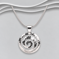 925 Sterling Silver Handcrafted Hammered Spiral Pendant & Chain - Exclusive