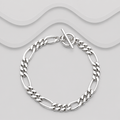 Solid 925 Sterling Silver Figaro Bracelet with T-Bar Clasp