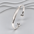 Solid 925 Sterling Silver Hammered Torque Bangle – Unisex